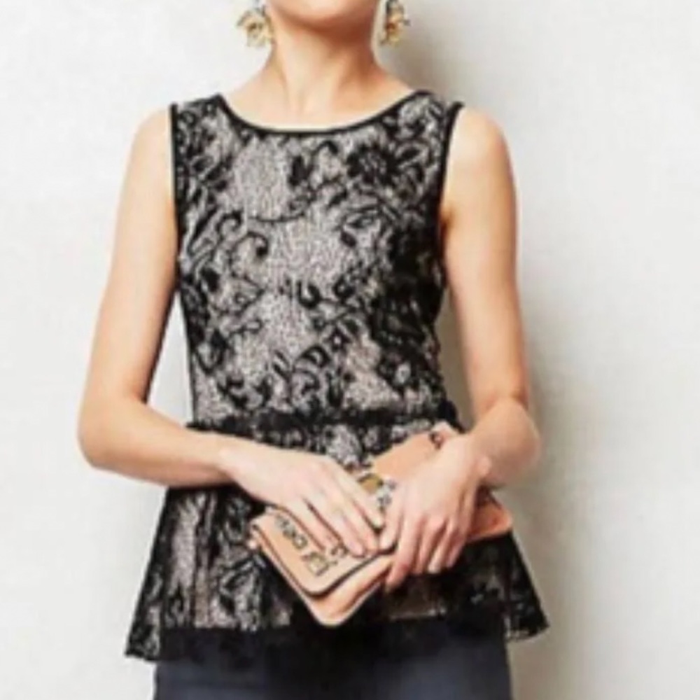 Anthropologie Deletta Beatrice Lace Overlay
Peplum Top Size Small - Picture 3 of 7